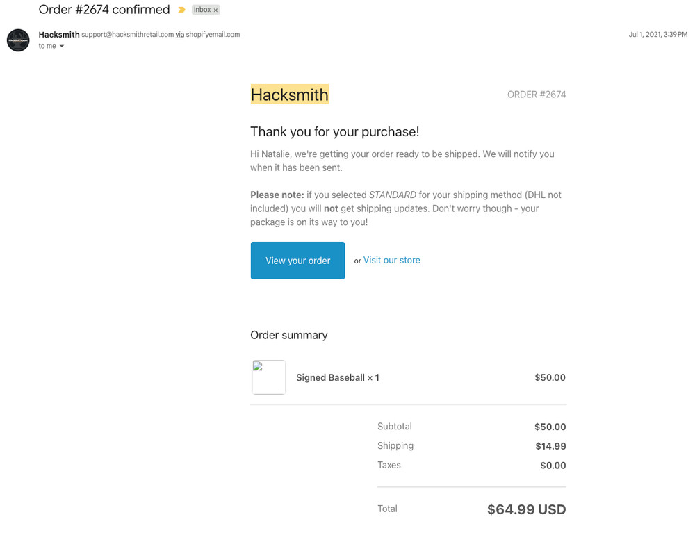 HackSmith Youtube Signed Baseball from Video