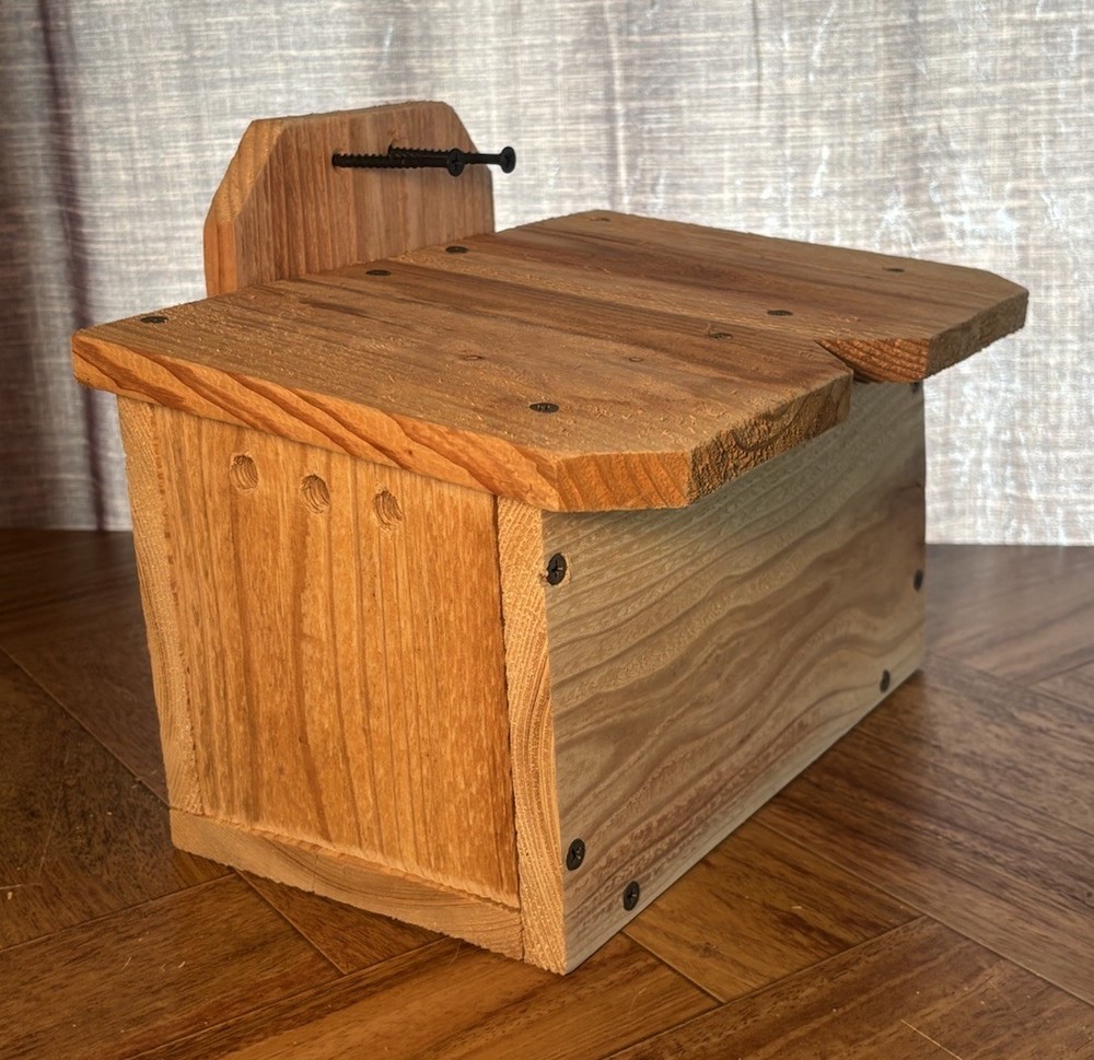Solid Cedar Backyard Squirrel House Nesting Box - Wooden Wildlife Box W Bedding