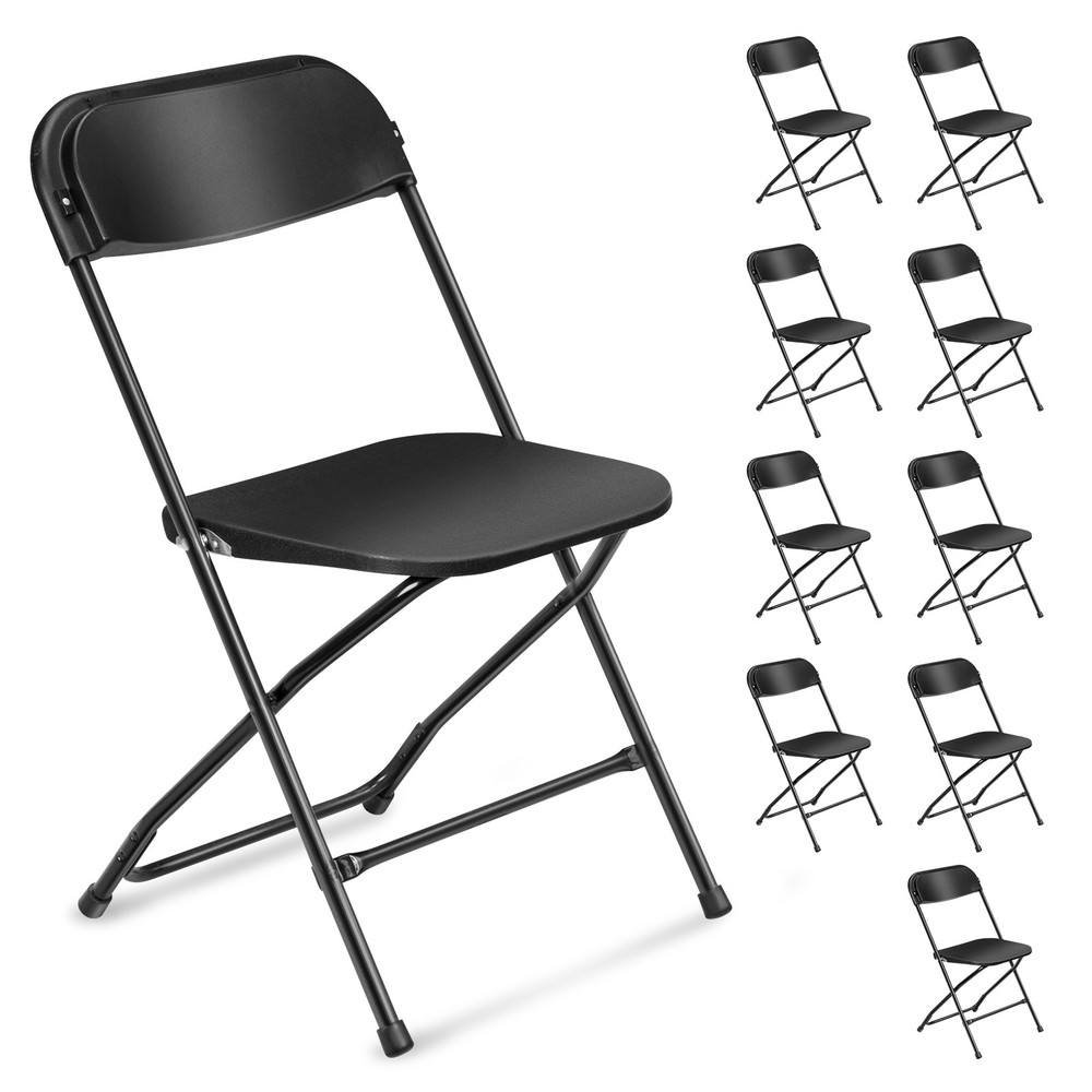 10x Plastic Folding Chairs Wedding Party Event Stackable Dining Chair Black