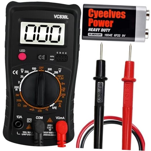 Digital Multimeter Pocket, Multifunction Battery Tester with Backlight Black
