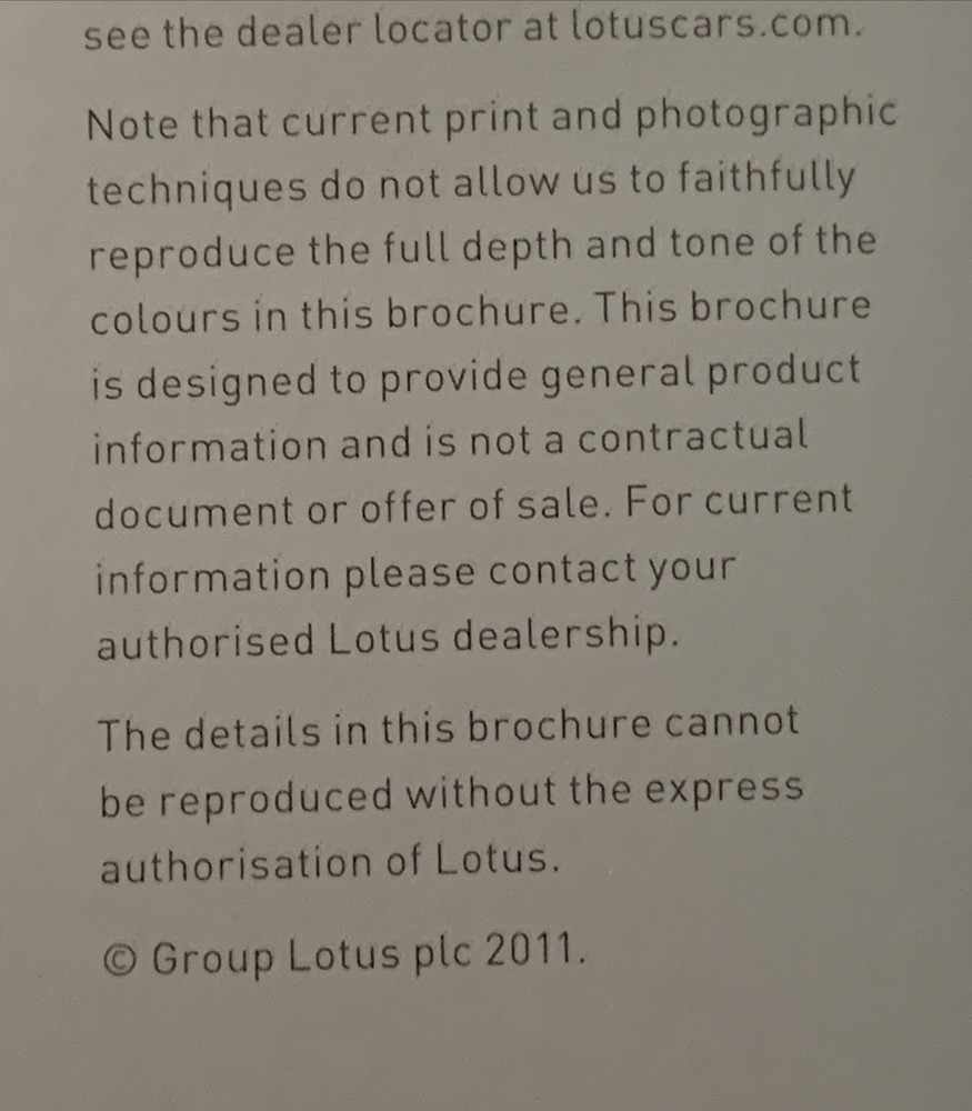 The LOTUS Range Catalog 2011