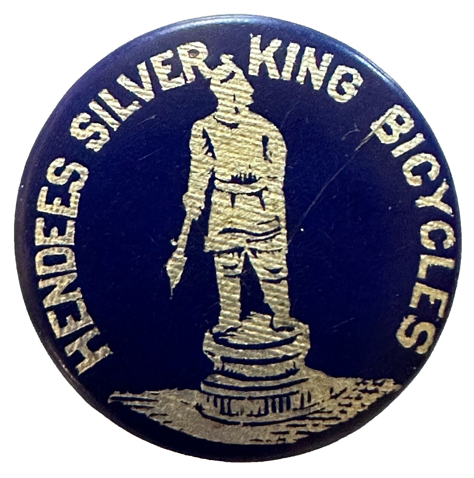 Hendee's Silver King Bicycles Hendee & Nelson Mfg Co Stud Back Celluloid Button
