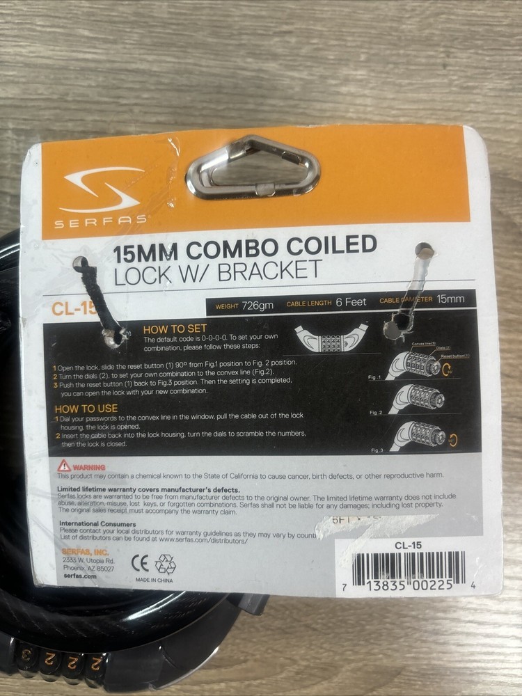 CL-15 Combo Coiled Lock w/ Bracket