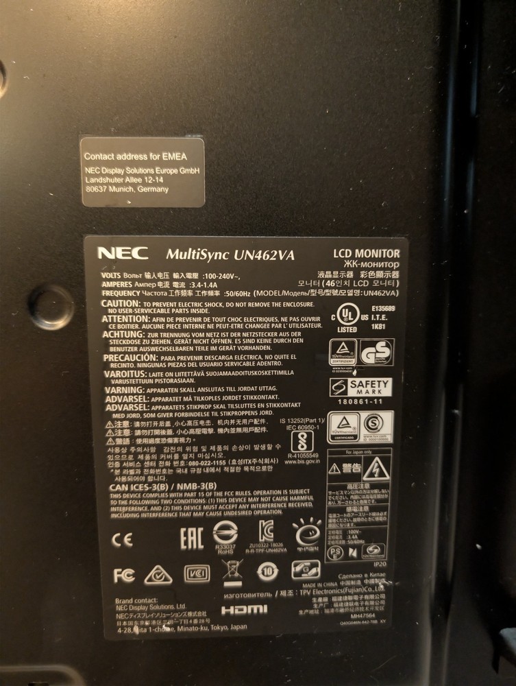 NEC MultiSync UN462VA | Works | retails ~$2,500 | 46"