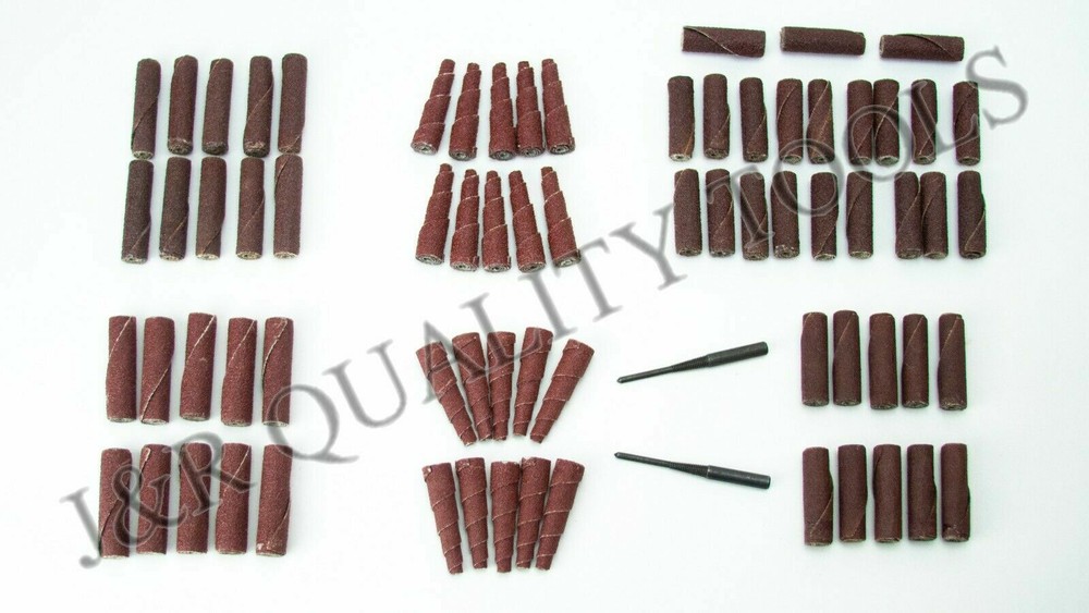 52-PC MINI CONE & CYLINDER SHAPED ABRASIVE SANDING W/ 2 ARBORS SET