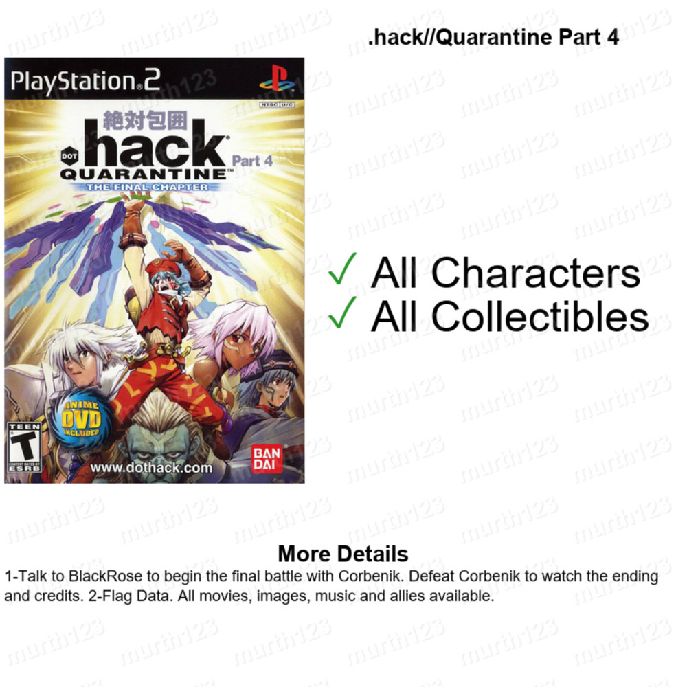 Dot hack .hack . hack 8 SAVE Pack PS2 Memory Card Unlocked 100% Completed Saves