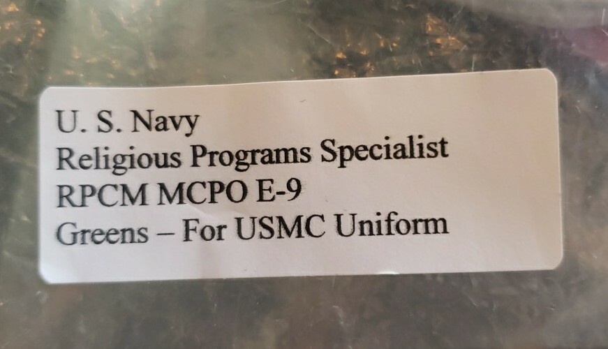 US Navy Religious Program Specialist Green Wool 4" Patch for USMC RPCM MCPO E-9