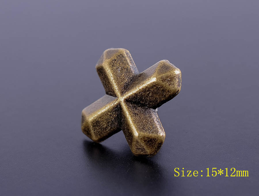 30pc 15*12MM DIY SOLID COPPER CROSS BUTTON CONCHO STUD RIVET LEATHER CRAFT BIKER