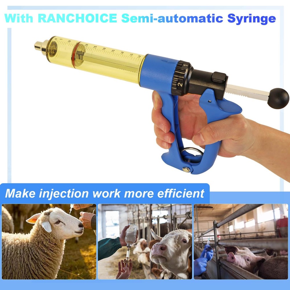 50ML Semi Automatic Livestock Syringe, Continuous Repeating Luer Lock Syringe