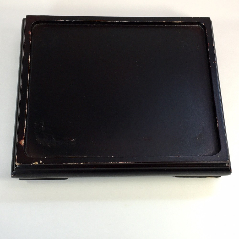 Rectangular Footed Wooden Display Plaque Stand Base Figurine Plants 6"X7"