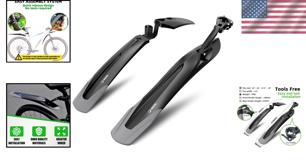 Streamlined Adjustable Bicycle Fender - Superior Protection Against Splashing