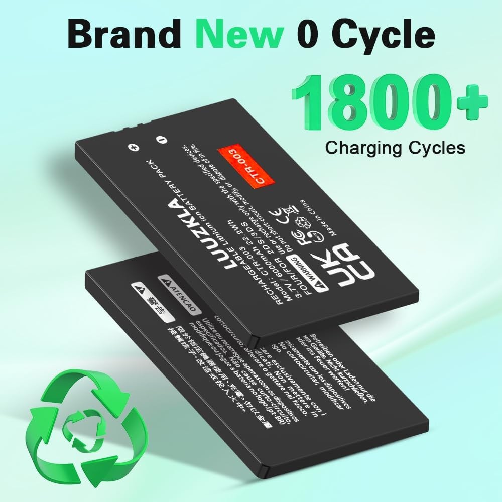 2X 6000mAh CTR 003 CTR003 Battery New Upgrade Replacement for CTR 003 Nintendo