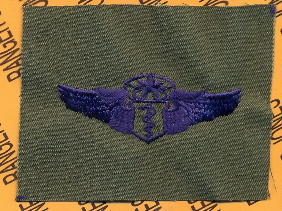 USAF Chief Flight Surgeon Qualification wing badge OD Green & Blue patch
