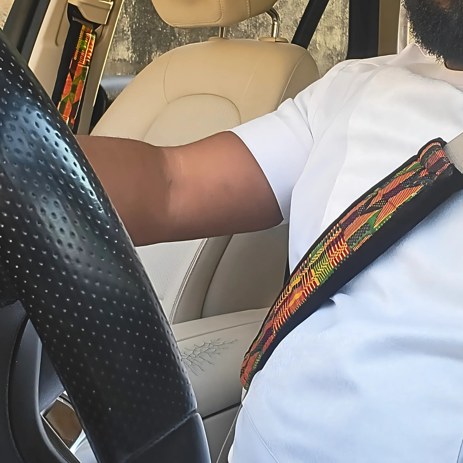 2PCS Car Seat Belt Pad, Auto Kente Print Safety Seat Belt Shoulder Pads Strap