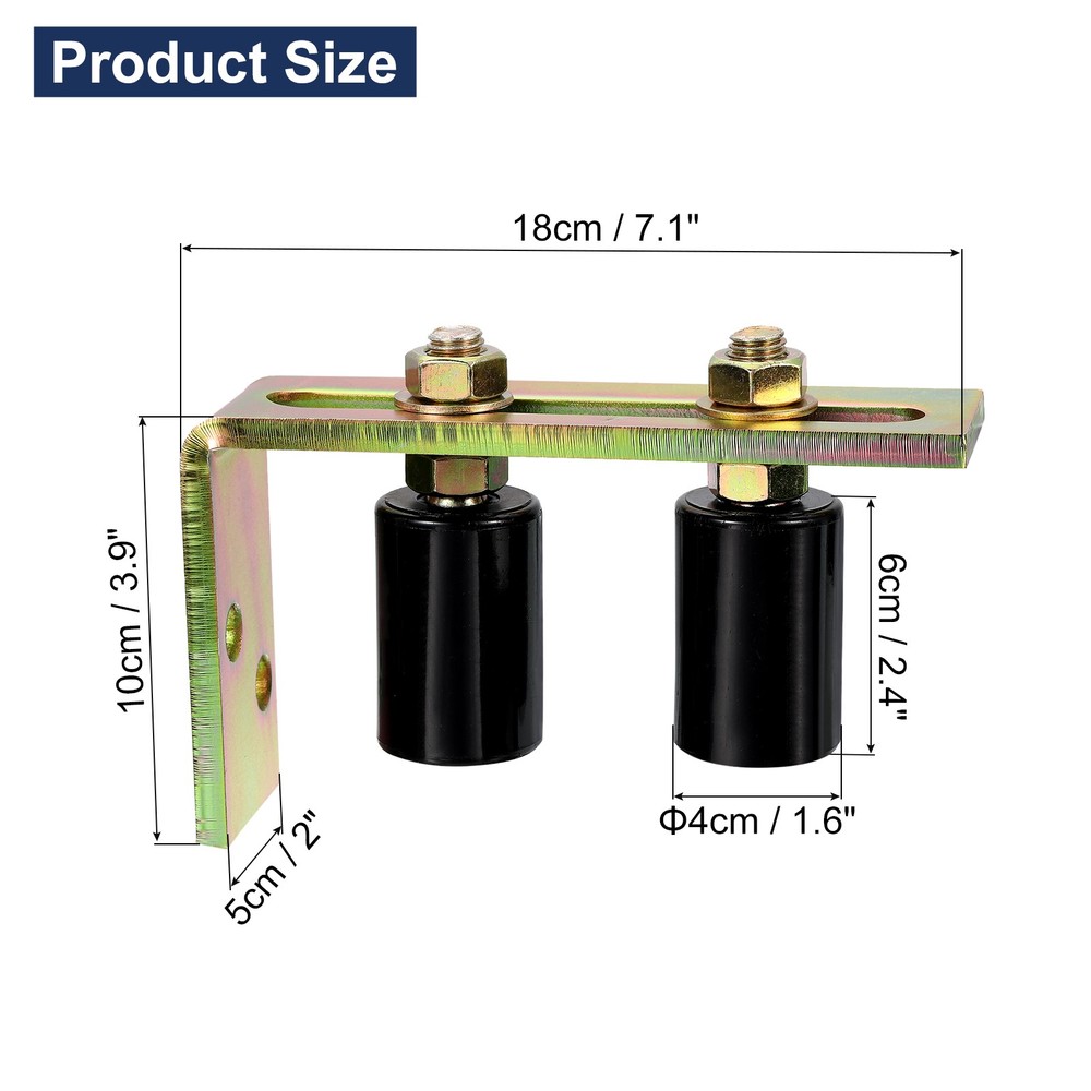 Slide Gate Guide Roller with l Post Bracket 2.4" Nylon Rollers Gate Black