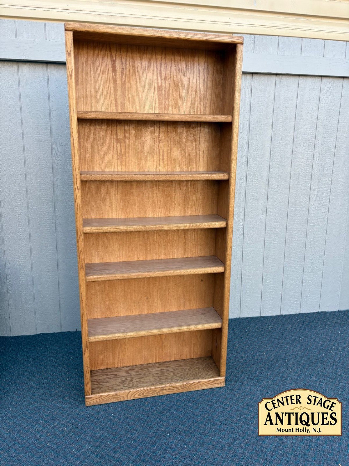 67556 Tall Oak Bookcase with Adjustable Shelves, Classic Design