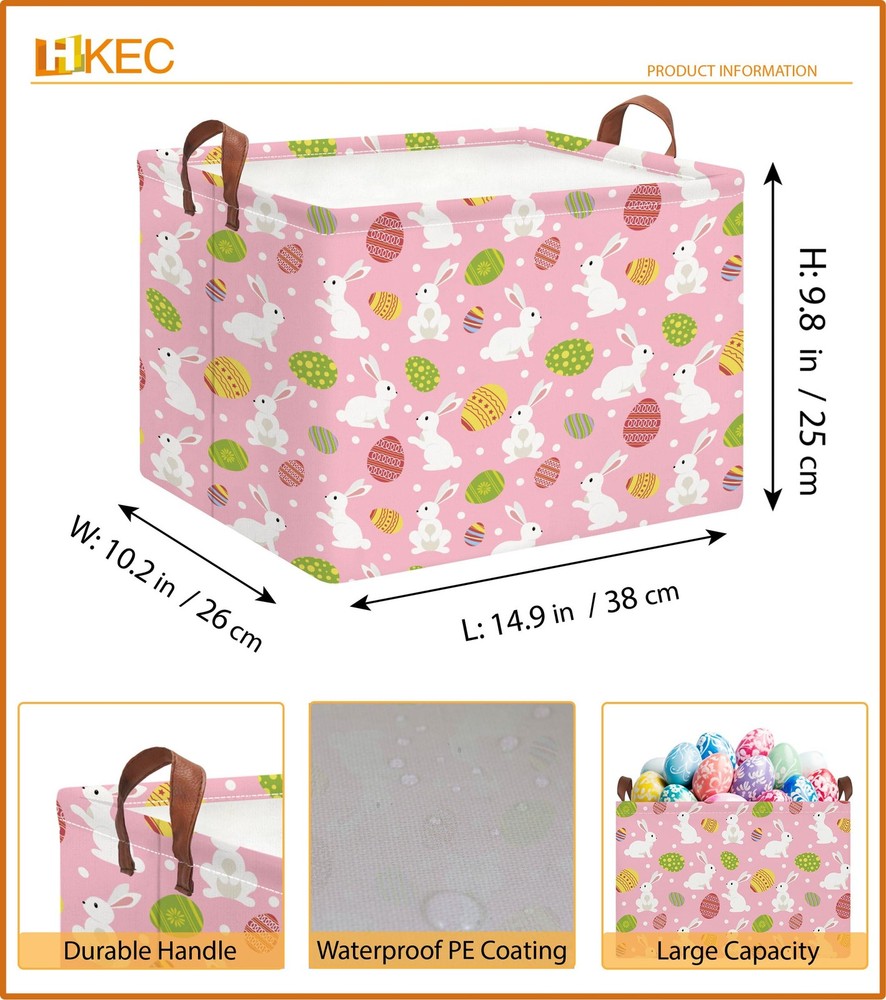 HKEC Rectangle Storage Basket,Gift Basket Empty with Handles,Cute Organizer, ...