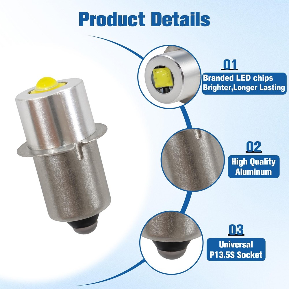 Swess LED Conversion Kit for Maglite Bulb 3-16 Cell C/D, 3W 4 Pack, White