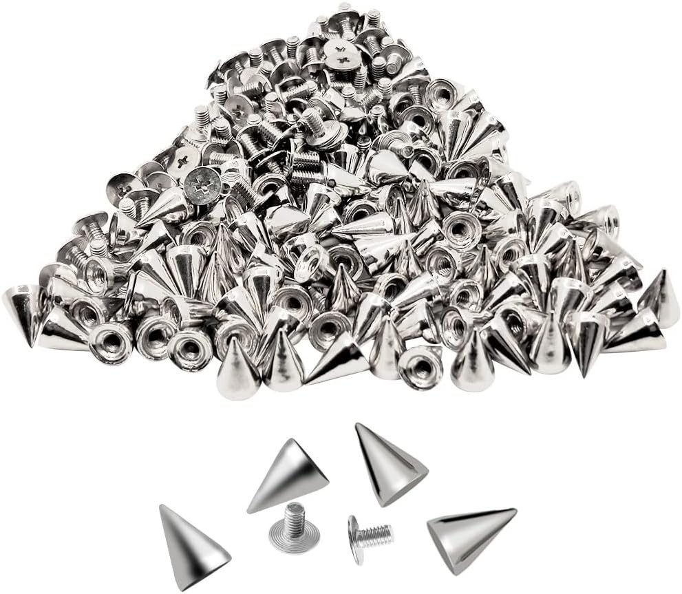 Punk Style Cone Spikes & Studs with Screwback - 100 Pairs for Creative Projects