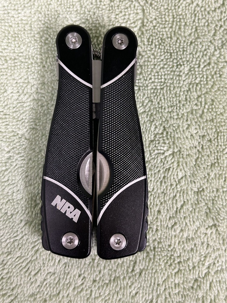 NRA Black Pocket Multi-Tool with 9 Tools with Textured Handle