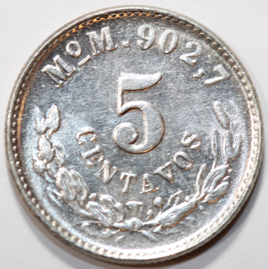 1905-Mo M ~ SILVER 5 CENTAVOS ~ UNCIRCULATED, # 0010