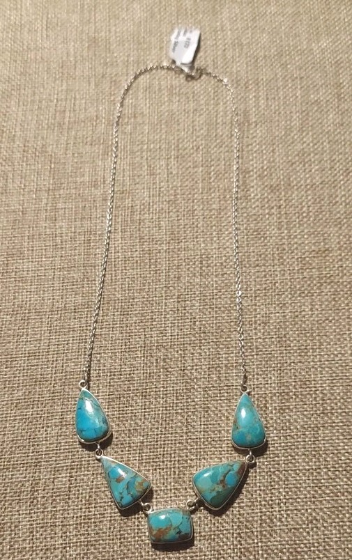 New Sterling Silver & Mojave Turquoise Necklace