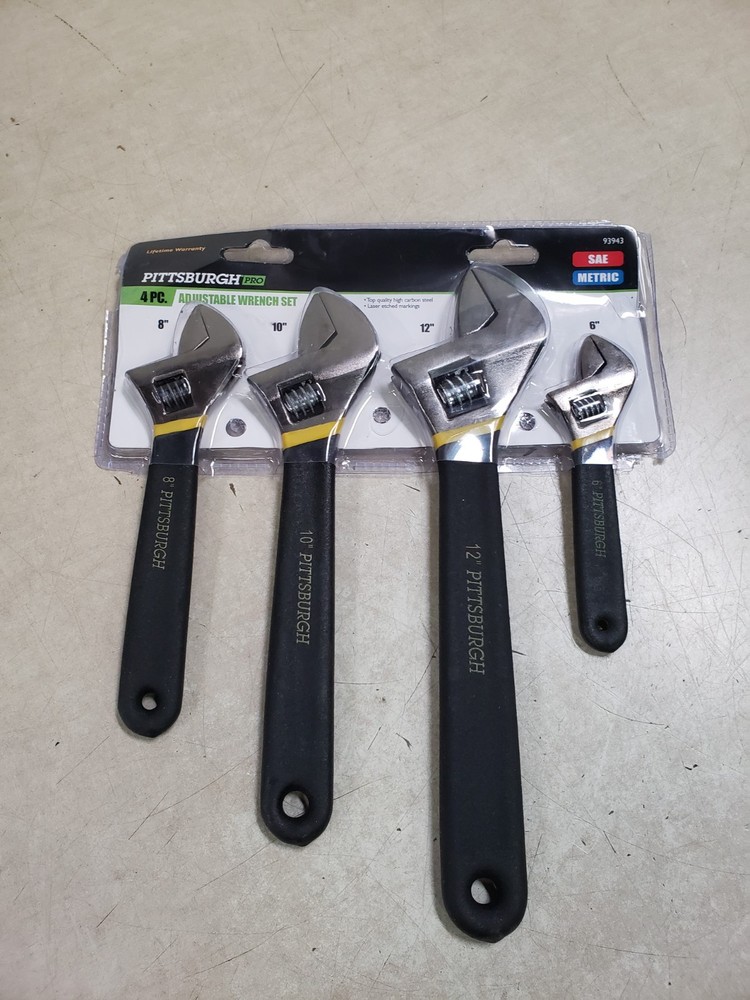 PITTSBURGH Adjustable Laser-Etched Wrench Set, 4-Piece