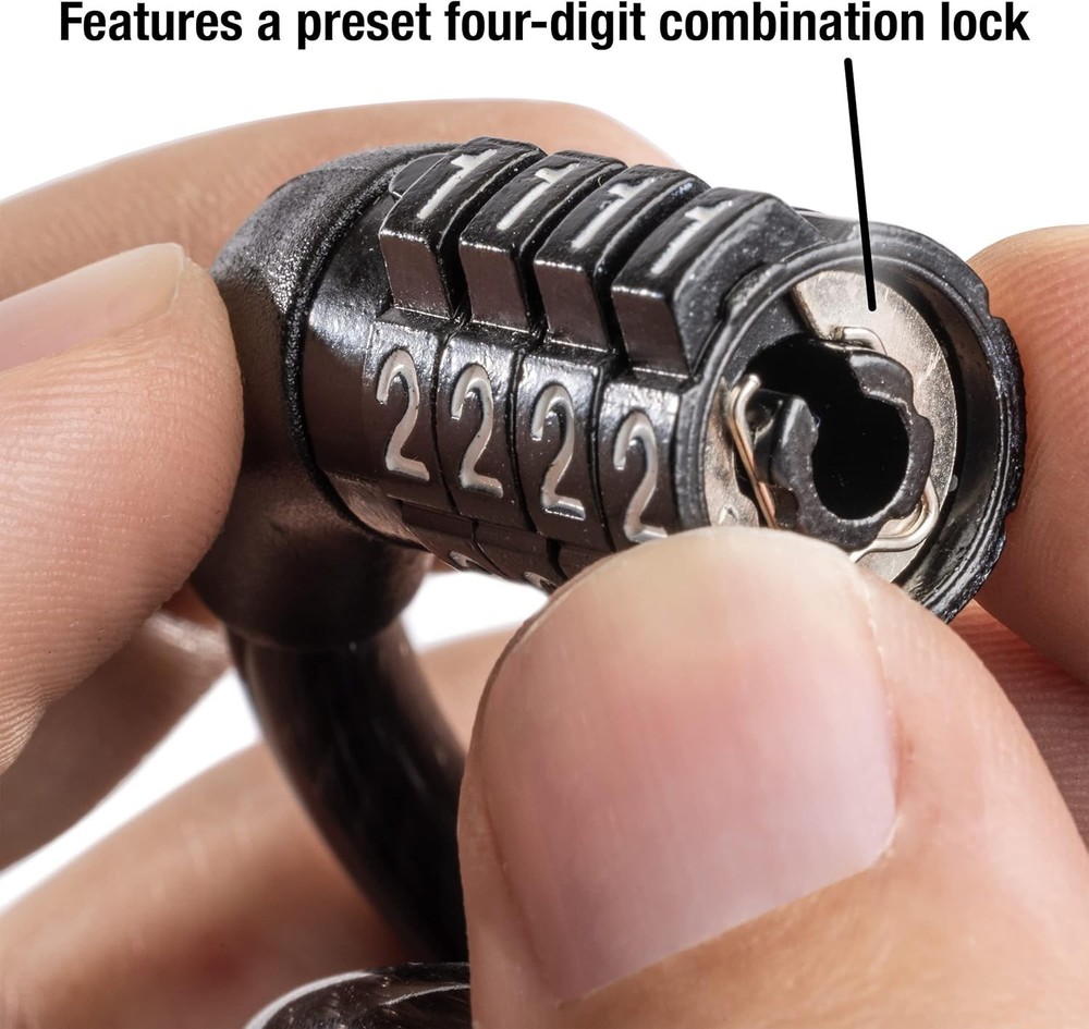 Bike Lock Cable with Combination Black, 8143D