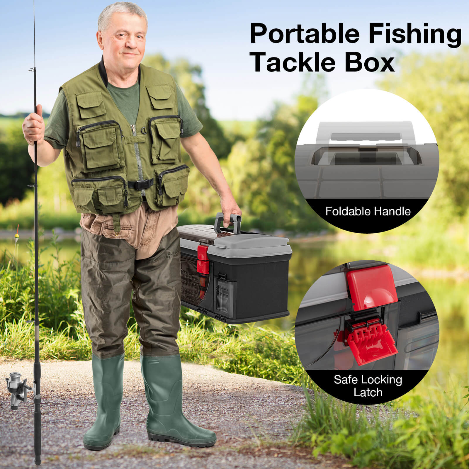 5 Layers Fishing Tackle Box w/ Dividers & Top Storage 3 Removable Utility Boxes