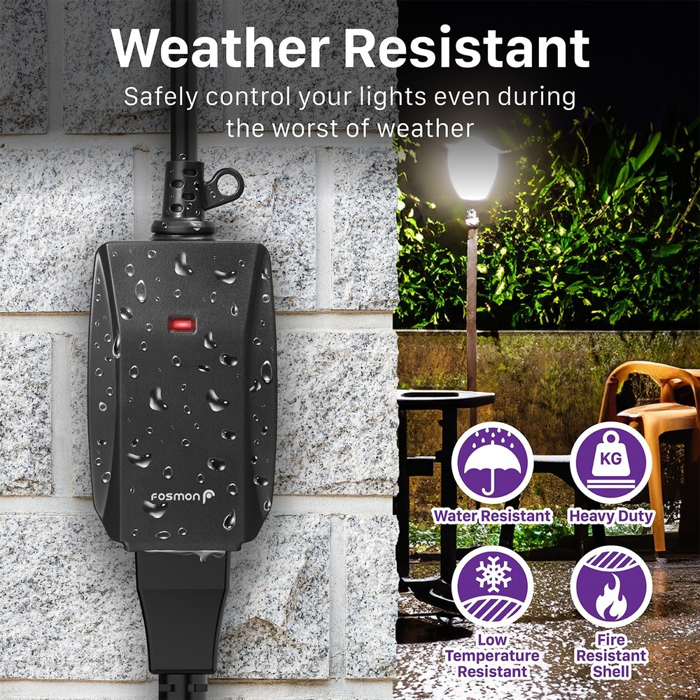 Waterproof Outdoor Outlet Power Switch Plug In with 2x Wireless Remote Control