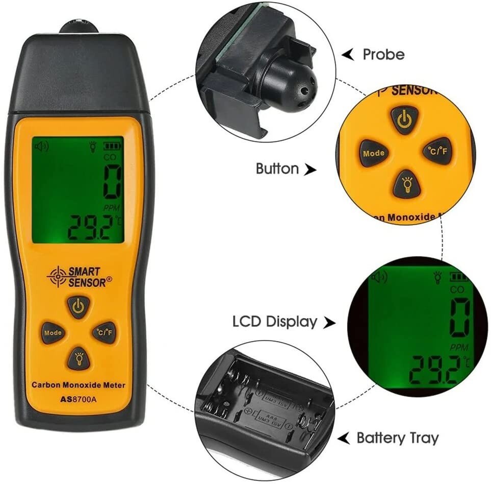 Handheld Carbon Monoxide Meter,CO Detector,Portable CO Gas Leak Detector Meter