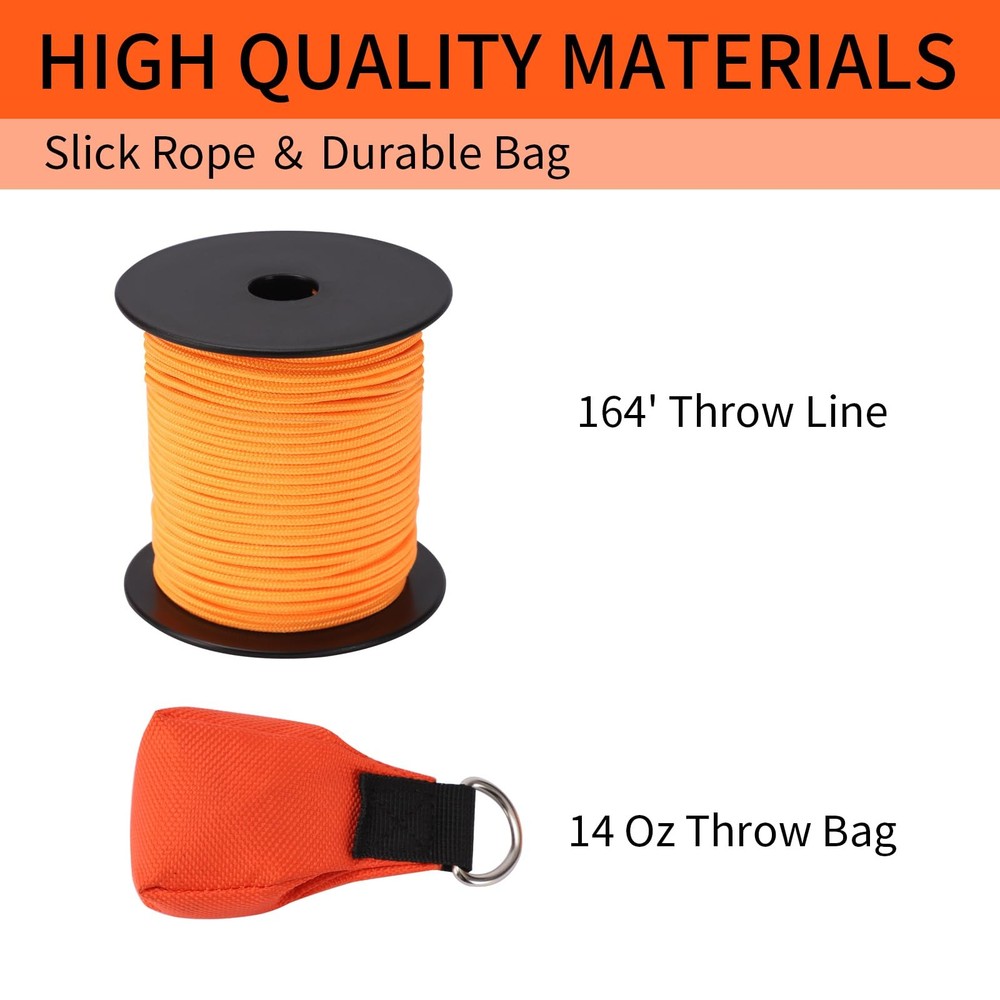 Arborist Throw Line Kit with 164 Polyester Rope 14oz Throw Bag