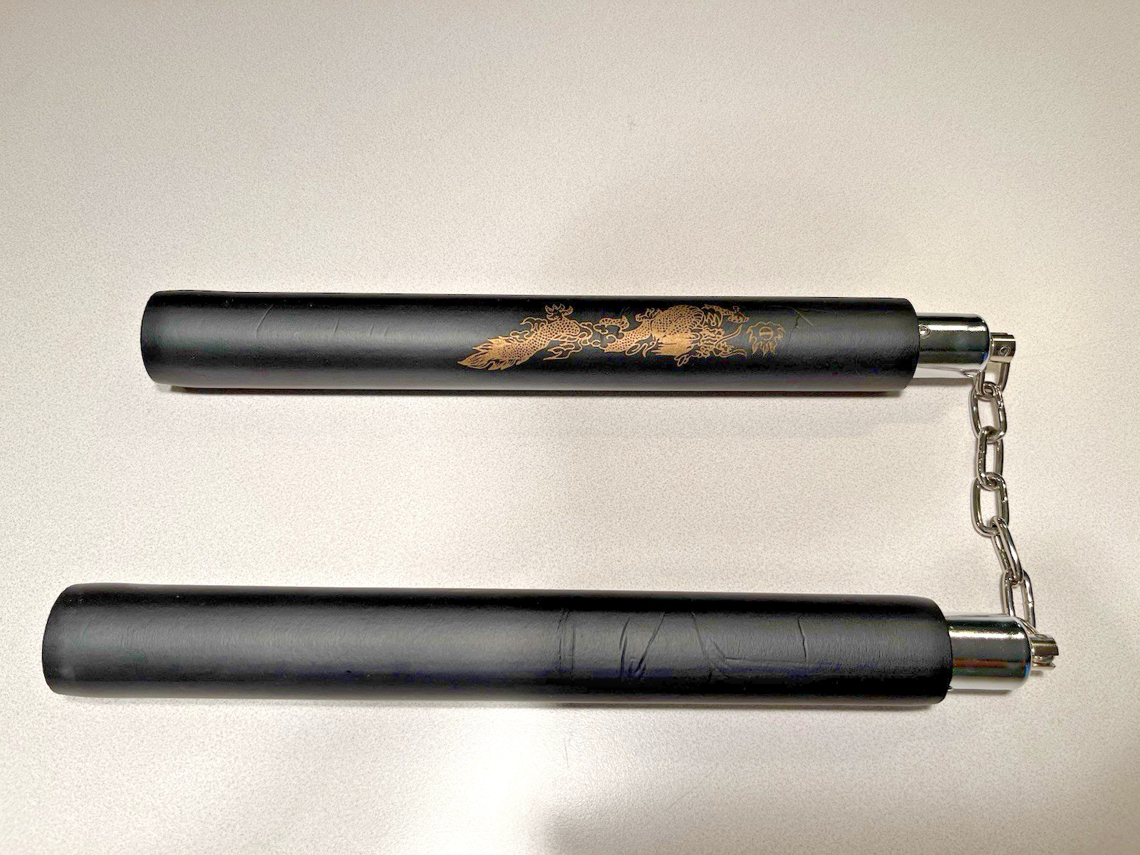 12" Nunchucks Nunchakus Beginners Training Foam Rubber Steel Chain Black