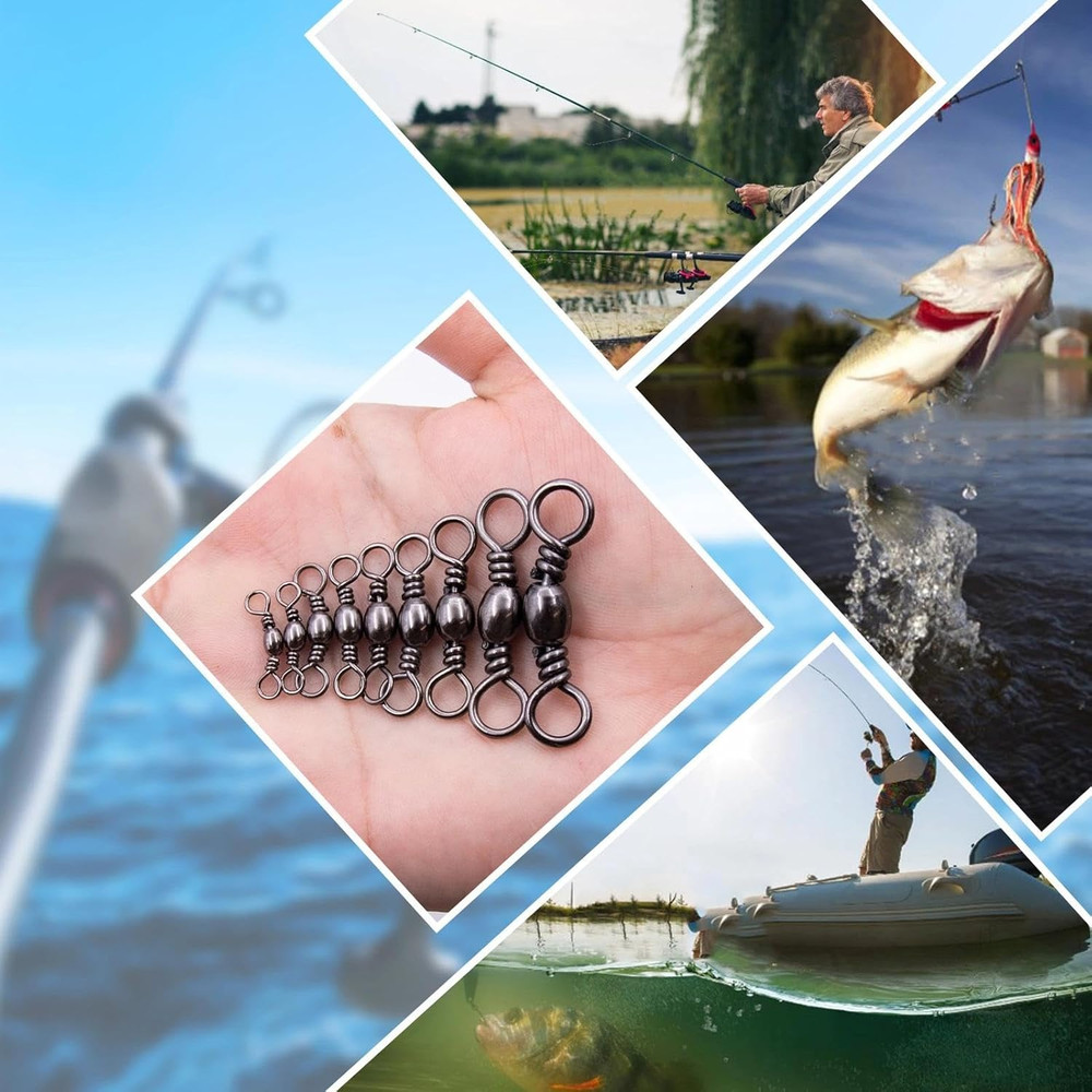 Fishing Barrel Swivels - 50Pcs Solid Ring Rolling Swivel Connector High Strength