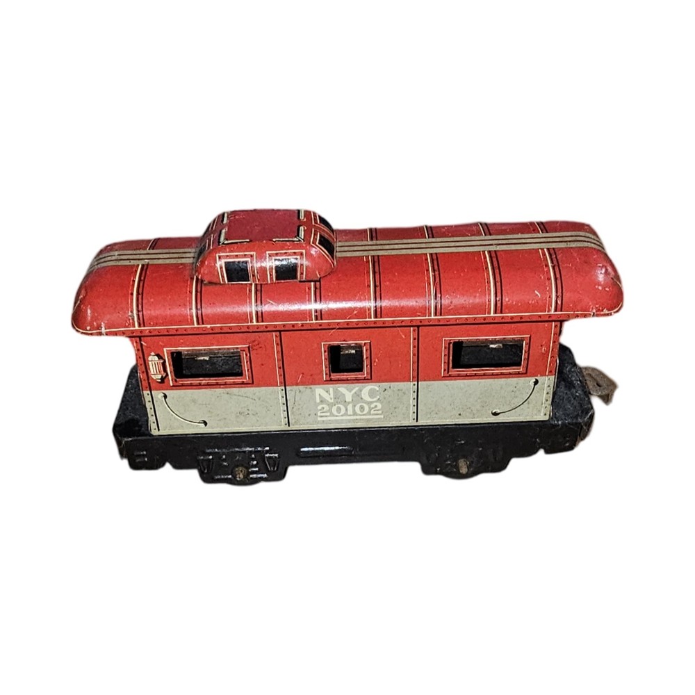 Marx O Gauge 898 Tin Mechanical Train Engine-coal Tender And Caboose Untested