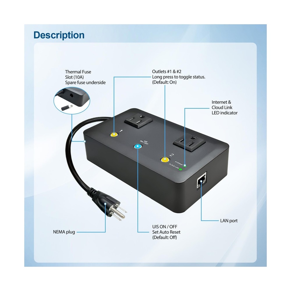 MSNswitch2 IP Enabled Remote Power, Ping Auto Reboot, Dual Outlets, 10A Fuse,...