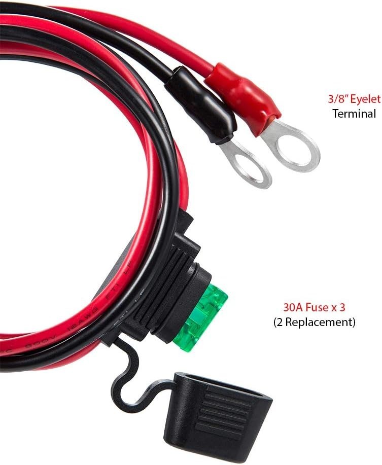 12AWG 30A 10Ft Boost Cable - 3/8" Ring Eyelet Terminal