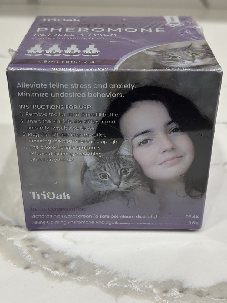 Tri-Oak Cat Calming Pheromone 4 Diffuser Refills SEALED