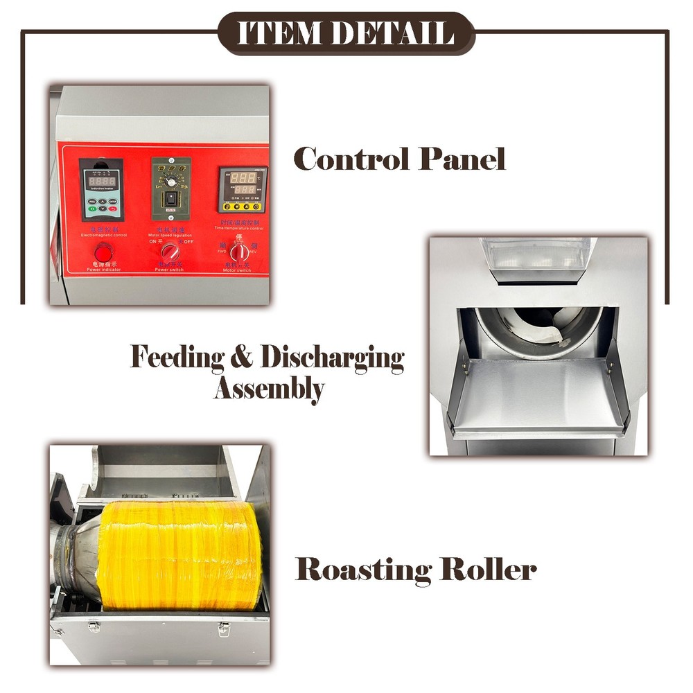 220V 1PH Fully Automatic Coffee Bean and Nut Roaster Drum Roasting Machine