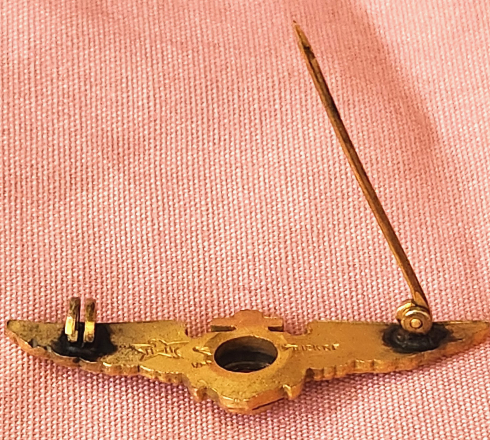 Vtg WWII US Navy Aviator Pilot Sweetheart Wings Pin H&H 1/20 12k GF W/Gemstone