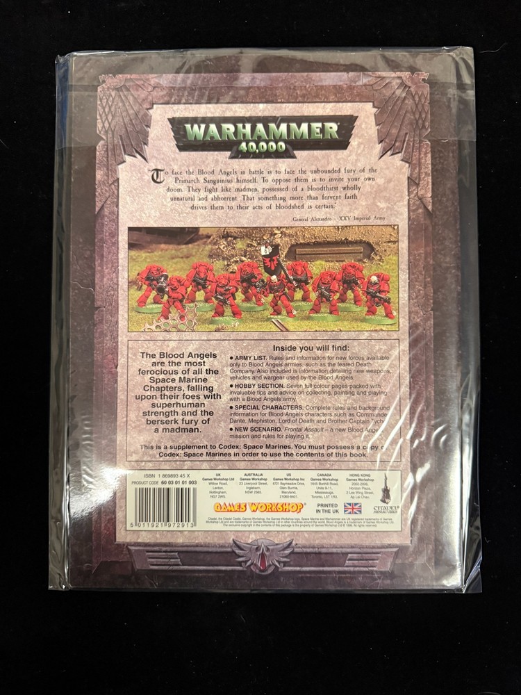 Games Workshop Warhammer 40k Blood Angels Codex Supplement Rulebook 3rd Edition