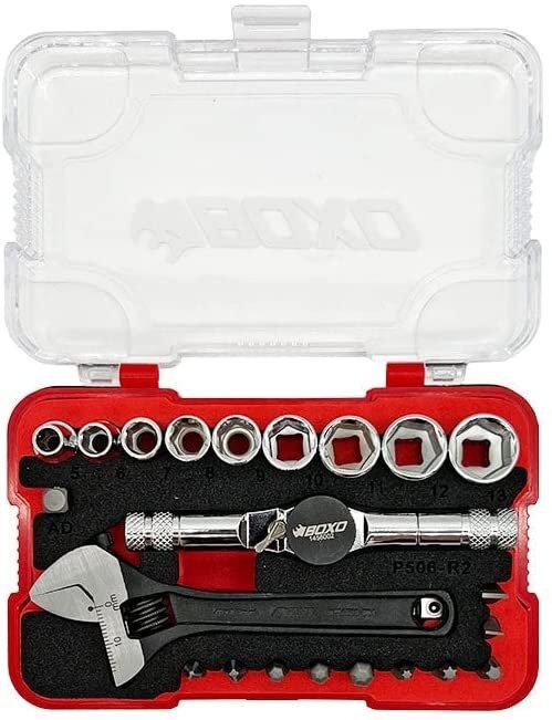 BOXO USA 23 Piece Multi Driver T-Handle Socket Bit Set : Handy Compact Tool...