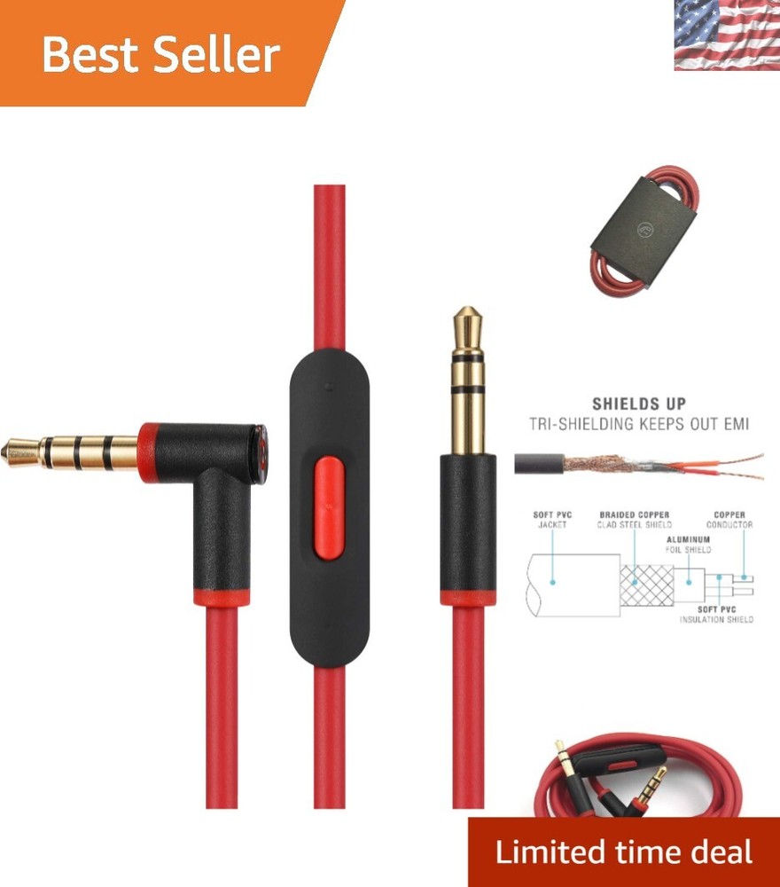 Essential Replacement Audio Cable for Beats - 3.5mm Plug, Tangle Free Design