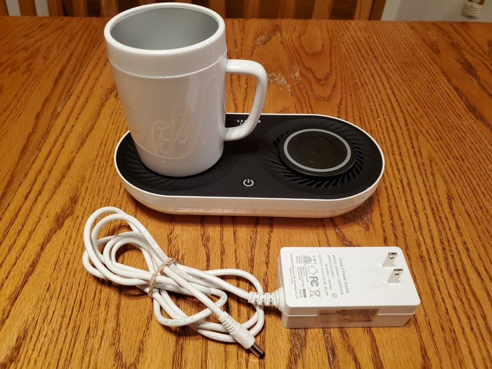 Sharper Image Heating Cooling Beverage Base With Wireless Charger And Mug