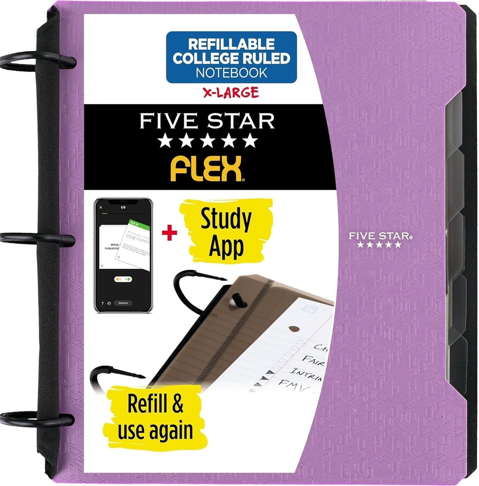 Flex Refillable Notebook with TechLock Rings - 300 Sheet Capacity, Amethyst