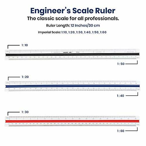 Engineer Triangle Scale Ruler 12 Inch With Etched Markings In Fully Divided