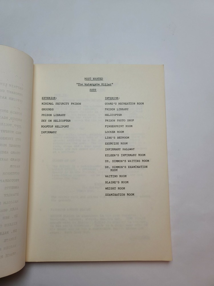 MOST WANTED / Elroy Schwartz 1976 Script, Robert Stack "The White Collar Killer"