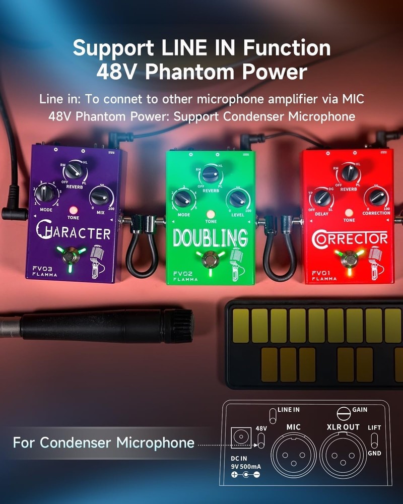 Customizable Vocal Effects Processor with 3 Reverb Options for Enhanced Sound-