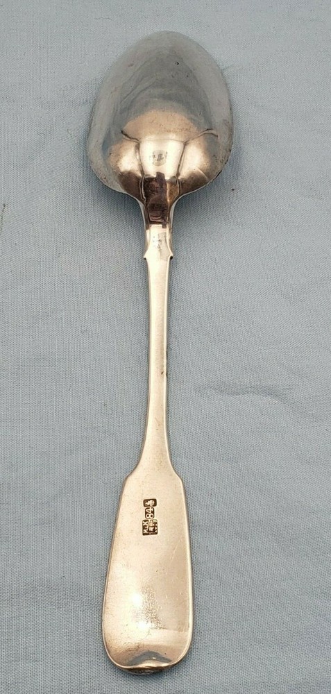 Vintage Russian 84 Silver Serving Spoon w/ Fiddle Style Pattern #7137