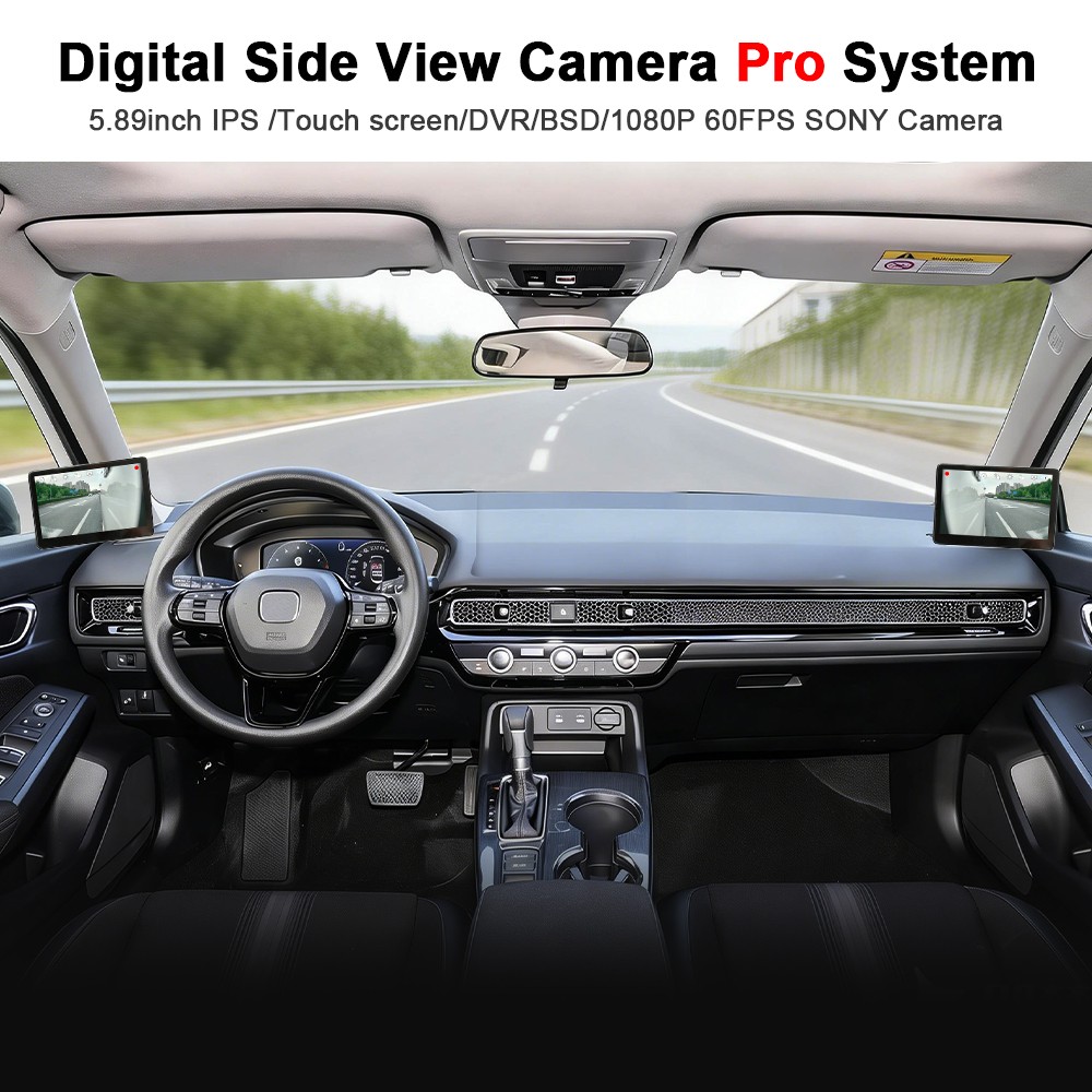 Side View Camera & Streaming Media Dashcam Kit Night Vision Wide Angle IP68